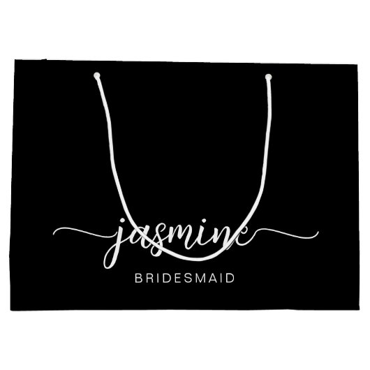 Minimalistisch Simple Black Monogram Girly Script Groot Cadeauzakje (Achterkant)