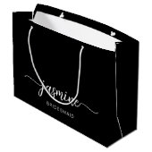 Minimalistisch Simple Black Monogram Girly Script Groot Cadeauzakje (Achterkant Gekanteld)
