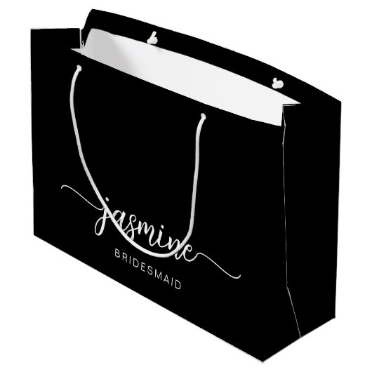 Minimalistisch Simple Black Monogram Girly Script Groot Cadeauzakje (Achterkant Gekanteld)