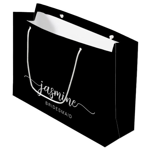 Minimalistisch Simple Black Monogram Girly Script Groot Cadeauzakje (Voorkant Gekanteld)