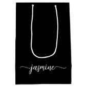 Minimalistisch Simple Black Monogram Girly Script Medium Cadeauzakje (Achterkant)