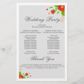 Minimalistisch Simple Floral Wedding Program Kaart (Achterkant)