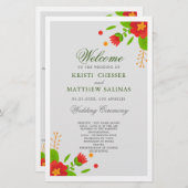 Minimalistisch Simple Floral Wedding Program Kaart (Voorkant / Achterkant)