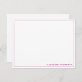 Minimalistisch Simple Girly Magenta Notitiekaartje (Voorkant / Achterkant)