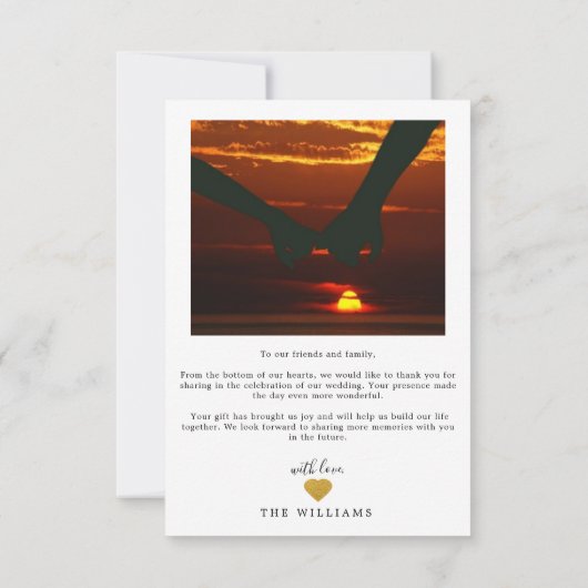 Minimalistisch Simple Script newlyweds Weddenfoto Bedankkaart (Achterkant)