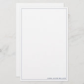 Minimalistisch Simple Square Border Navy Blue Briefpapier (Voorkant / Achterkant)