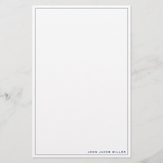 Minimalistisch Simple Square Border Navy Blue Briefpapier (Voorkant)