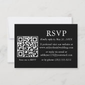 Minimalistisch Simple Weddenschap Black QR RSVP Kaart (Voorkant)