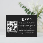 Minimalistisch Simple Weddenschap Black QR RSVP Kaart (Staand voorkant)