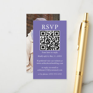 Minimalistisch Simple Weddenschap QR Photo Periwin Informatiekaartje