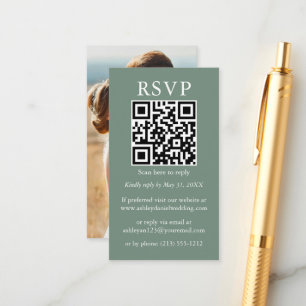 Minimalistisch Simple Weddenschap QR Photo Sage Gr Informatiekaartje