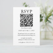 Minimalistisch Simple Weddenschap QR RSVP Black en Kaart (Staand voorkant)