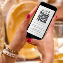 Minimalistisch Simple Weddenschap QR RSVP Black en