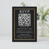 Minimalistisch Simple Weddenschap QR RSVP Black en Kaart (Staand voorkant)