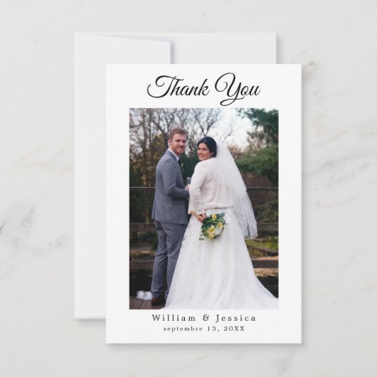 Minimalistisch Simple Weddenschap Script Photo en Bedankkaart (Voorkant)