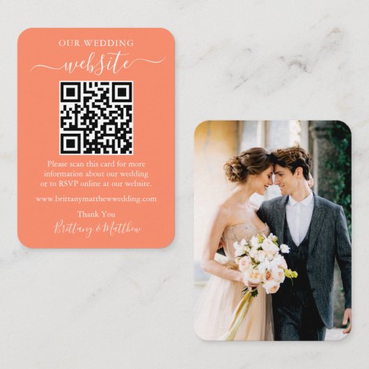 Minimalistisch Simple Weddenschap Website Foto QR Informatiekaartje (Voorkant / Achterkant)