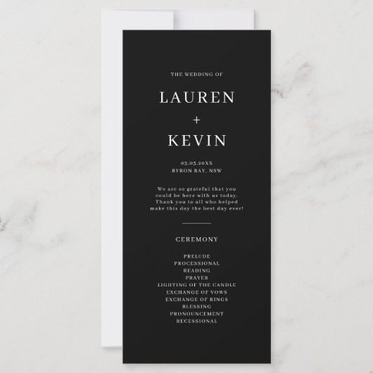 Minimalistisch Simple Wedding Ceremony-programma (Voorkant)