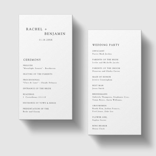 Minimalistisch Simple Wedding Ceremony-programma