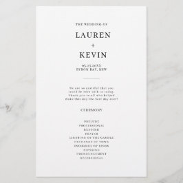 Minimalistisch Simple Wedding Ceremony-programma