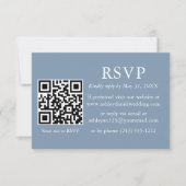 Minimalistisch Simple Wedding Dusty Blue QR RSVP Kaart (Voorkant)