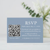 Minimalistisch Simple Wedding Dusty Blue QR RSVP Kaart (Staand voorkant)