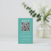 Minimalistisch Simple Wedding QR-foto Blauwgroen R Informatiekaartje (Staand voorkant)