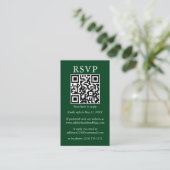 Minimalistisch Simple Wedding QR Foto Green RSVP Informatiekaartje (Staand voorkant)