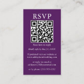 Minimalistisch Simple Wedding QR-foto Paars RSVP Informatiekaartje (Voorkant)