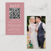 Minimalistisch Simple Wedding QR Photo Dusty Roos Informatiekaartje (Voorkant / Achterkant)