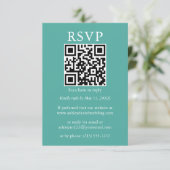 Minimalistisch Simple Wedding QR RSVP Blauwgroen Kaart (Staand voorkant)