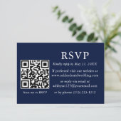 Minimalistisch Simple WeduwBlue QR RSVP Kaart (Staand voorkant)