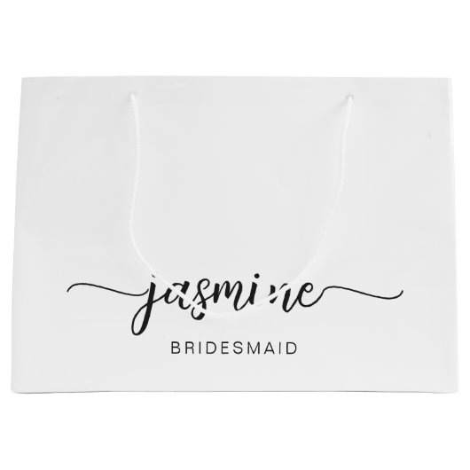 Minimalistisch Simple White Monogram Girly Script Groot Cadeauzakje (Voorkant)