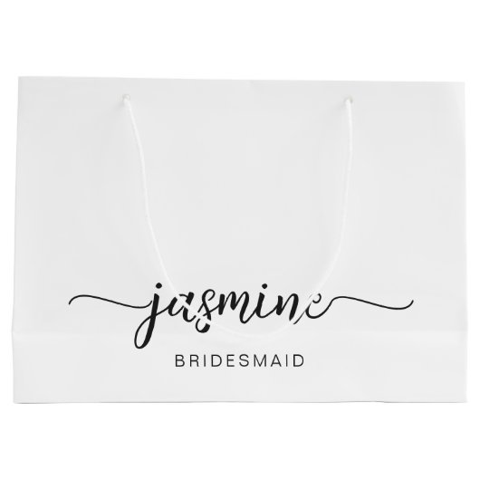 Minimalistisch Simple White Monogram Girly Script Groot Cadeauzakje (Achterkant)