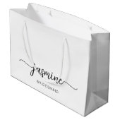 Minimalistisch Simple White Monogram Girly Script Groot Cadeauzakje (Achterkant Gekanteld)