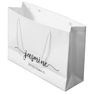 Minimalistisch Simple White Monogram Girly Script Groot Cadeauzakje