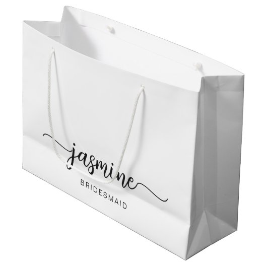 Minimalistisch Simple White Monogram Girly Script Groot Cadeauzakje (Voorkant Gekanteld)