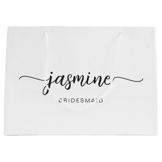 Minimalistisch Simple White Monogram Girly Script Groot Cadeauzakje (Voorkant)