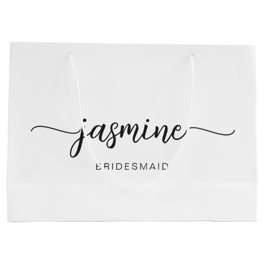 Minimalistisch Simple White Monogram Girly Script Groot Cadeauzakje (Achterkant)
