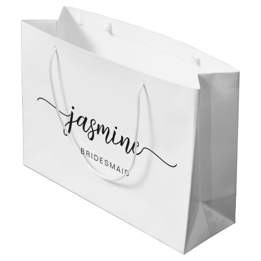 Minimalistisch Simple White Monogram Girly Script Groot Cadeauzakje (Achterkant Gekanteld)