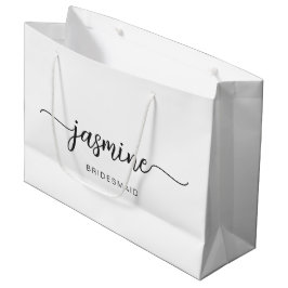 Minimalistisch Simple White Monogram Girly Script Groot Cadeauzakje