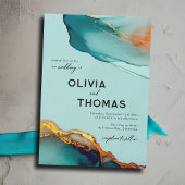 Minimalistisch Sinaasappel Blauwgroen Modern Scrip Kaart