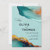 Minimalistisch Sinaasappel Blauwgroen Modern Scrip Kaart (Voorkant)