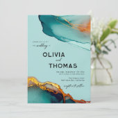 Minimalistisch Sinaasappel Blauwgroen Modern Scrip Kaart (Staand voorkant)