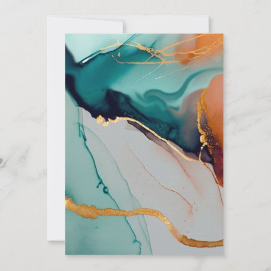 Minimalistisch Sinaasappel Blauwgroen Modern Scrip Kaart (Achterkant)