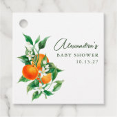 Minimalistisch Sinaasappel botanisch Baby shower Bedankjes Labels (Voorkant)