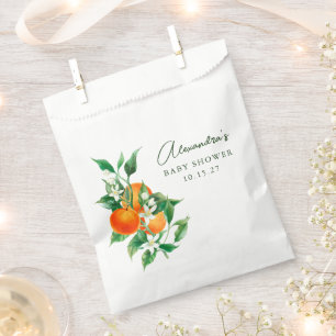 Minimalistisch Sinaasappel botanisch Baby shower Bedankzakje