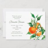 Minimalistisch Sinaasappel botanisch Baby shower Kaart (Voorkant)