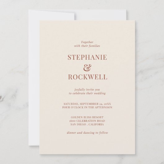 Minimalistisch Sinaasappel bruiloft door Terracott Kaart (Voorkant)