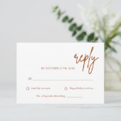 Minimalistisch Sinaasappel bruiloft door Terracott RSVP Kaartje (Staand voorkant)