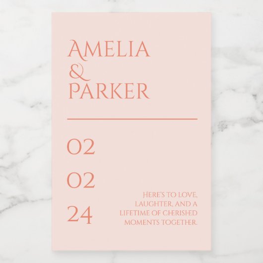 Minimalistisch Sinaasappel bruiloft kaars label Voedselcontainer Etiket (Enkel label)